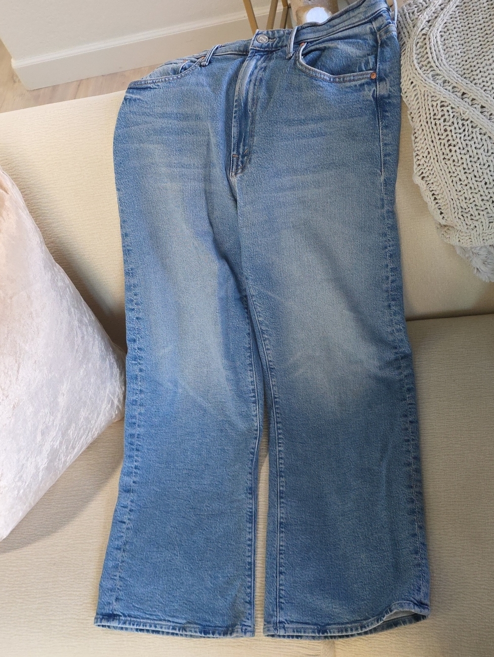 MOTHER Light Blue Flared High-Rise Jeans